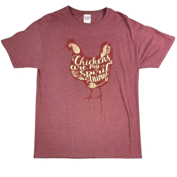 Jerzees Dri Power Maroon Chicken Spirit Animal Graphic Cotton/Poly T Adult Sz M - Picture 1 of 8